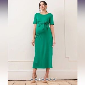 Seraphine Tie-Front Ponte Roma Jersey Maternity Midi Dress